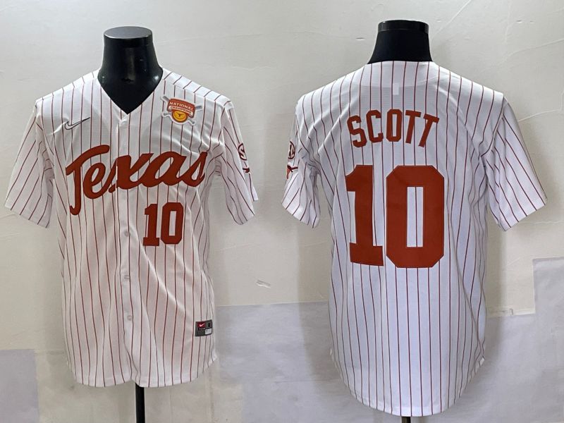 Men Texas Longhorns #10 Scott White stripe Nike joint Name NCAA 2025 Jersey style 10->ncaa teams->NCAA Jersey